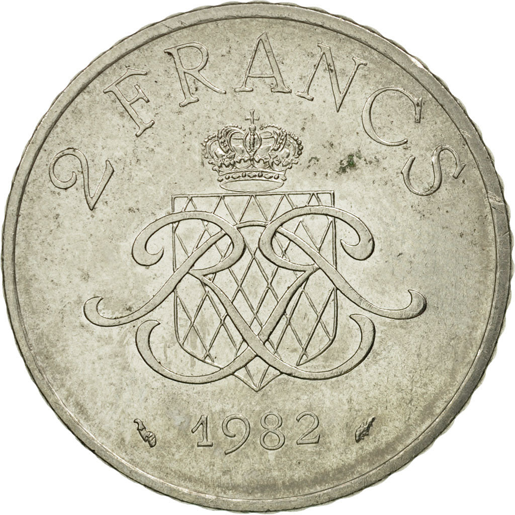 Coin, Monaco, Rainier III, 2 Francs, 1982, EF(40-45), Nickel, KM:157