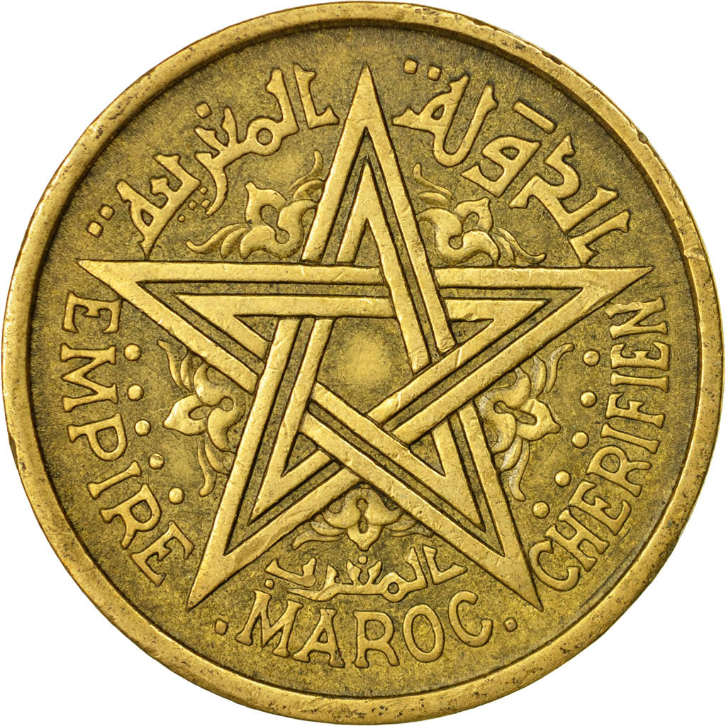 Coin, Morocco, Mohammed V, 2 Francs, 1944, Paris, EF(40-45), Aluminum-Bronze