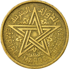 Coin, Morocco, Mohammed V, 2 Francs, 1944, Paris, EF(40-45), Aluminum-Bronze