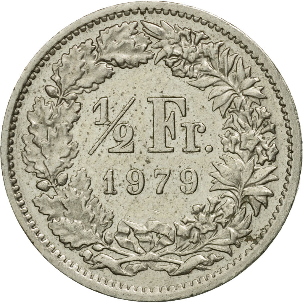 Coin, Switzerland, 1/2 Franc, 1979, Bern, EF(40-45), Copper-nickel, KM:23a.1