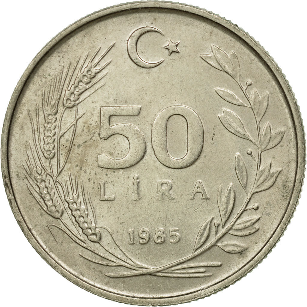 Coin, Turkey, 50 Lira, 1985, EF(40-45), Copper-Nickel-Zinc, KM:966