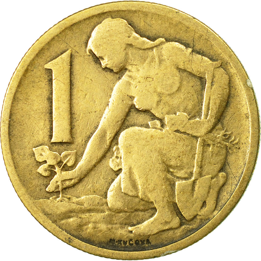 Coin, Czechoslovakia, Koruna, 1958, VF(20-25), Aluminum-Bronze, KM:46