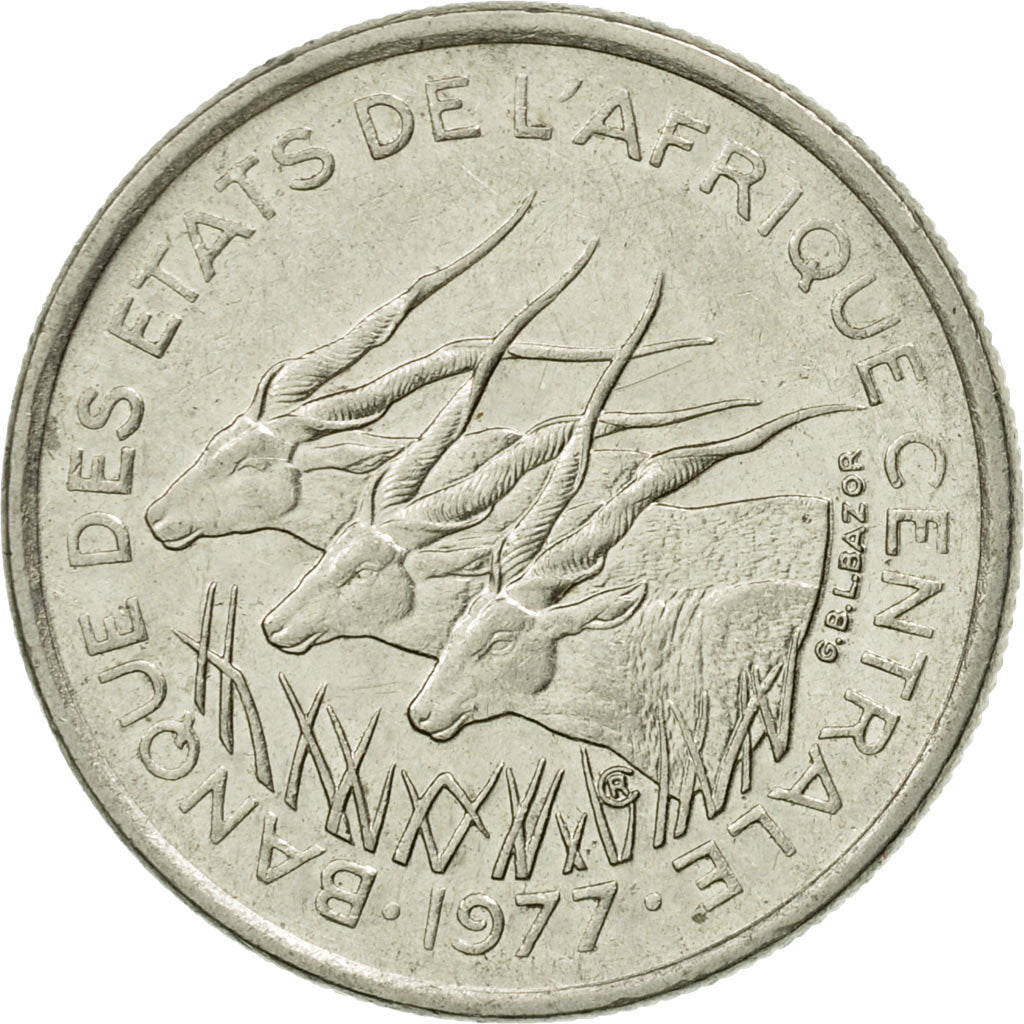 Coin, Central African States, 50 Francs, 1977, Paris, EF(40-45), Nickel, KM:11
