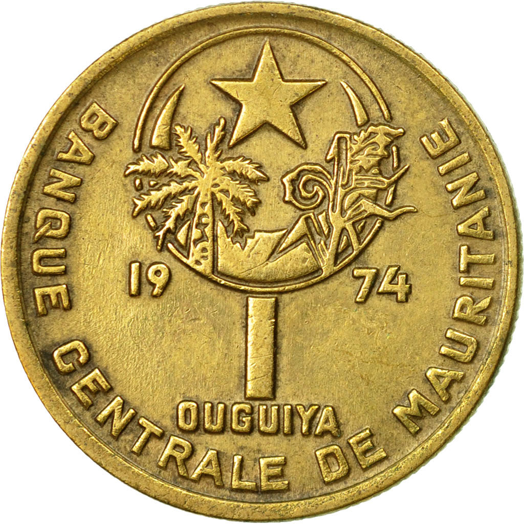 Coin, Mauritania, Ouguiya, 1974, EF(40-45), Aluminum-Bronze, KM:6