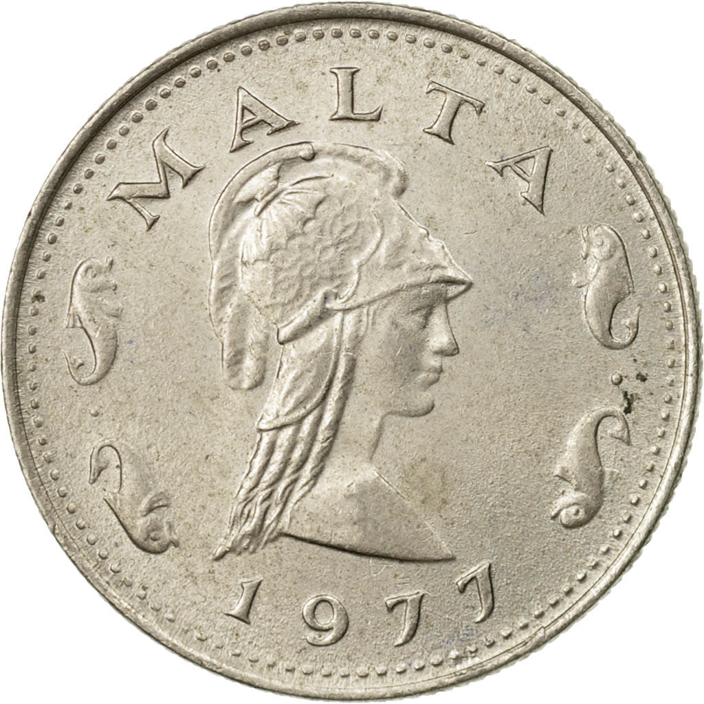Coin, Malta, 2 Cents, 1977, British Royal Mint, AU(50-53), Copper-nickel, KM:9
