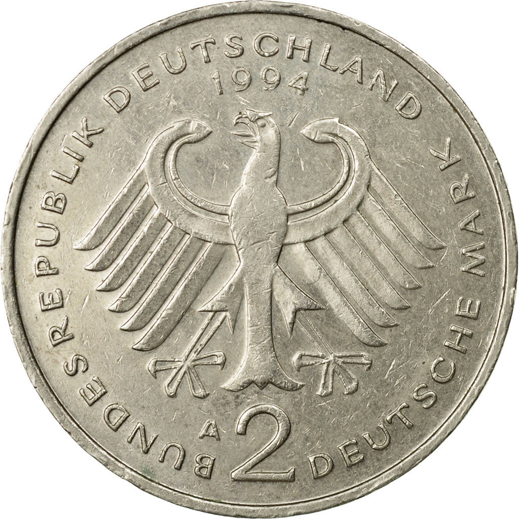 Coin, GERMANY - FEDERAL REPUBLIC, 2 Mark, 1994, Berlin, EF(40-45), Copper-Nickel