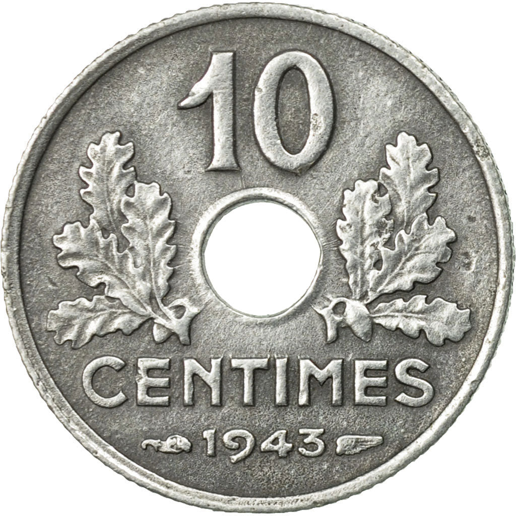 Coin, France, État français, 10 Centimes, 1943, Paris, EF(40-45), Zinc