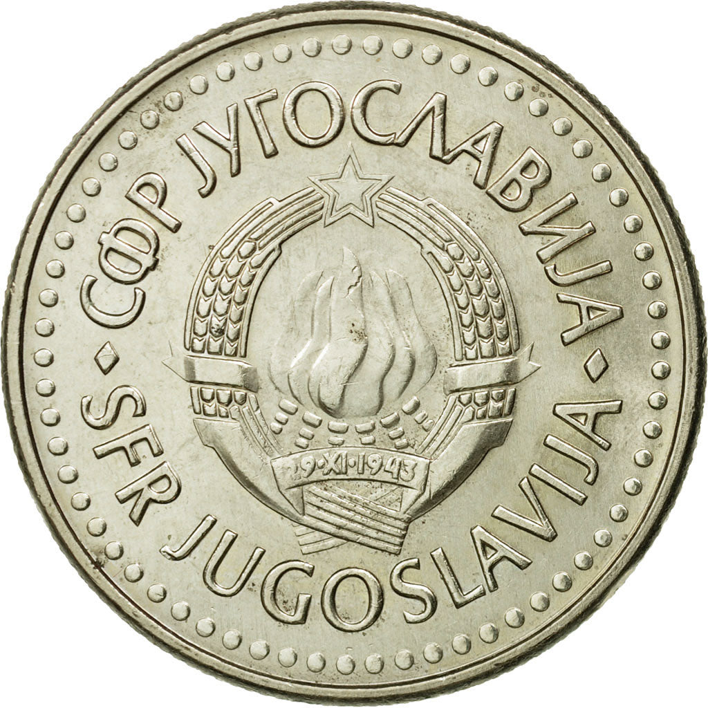 Coin, Yugoslavia, 5 Dinara, 1990, EF(40-45), Copper-Nickel-Zinc, KM:144