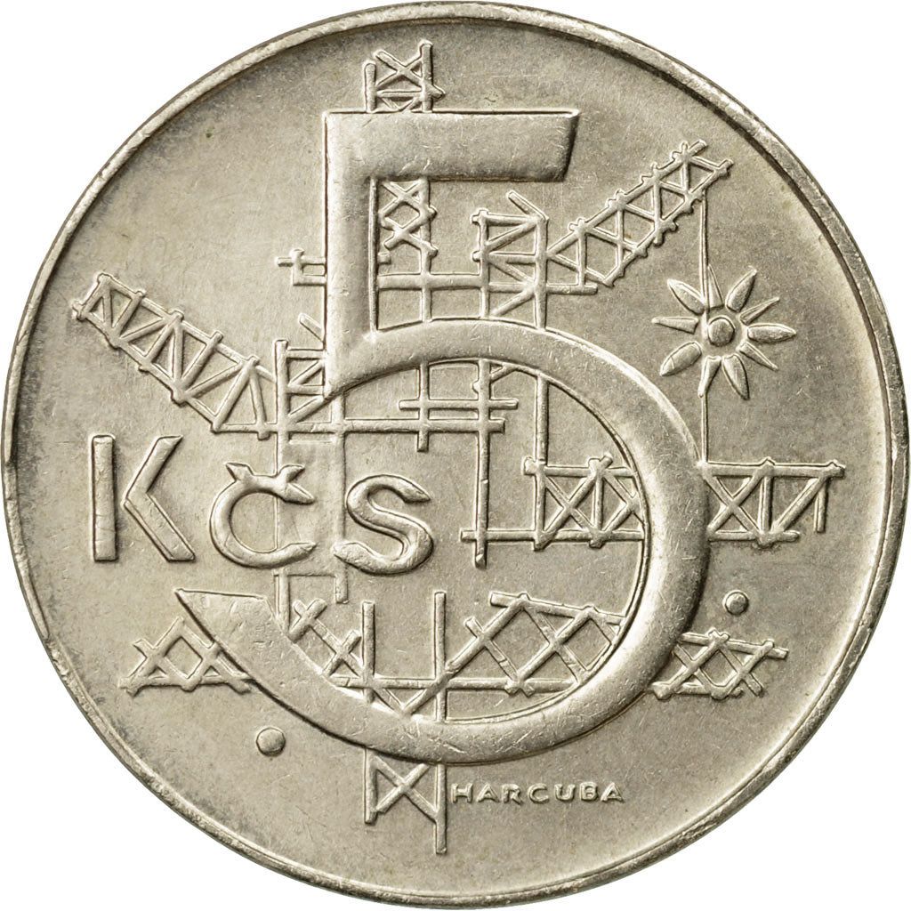 Coin, Czechoslovakia, 5 Korun, 1991, EF(40-45), Copper-nickel, KM:152