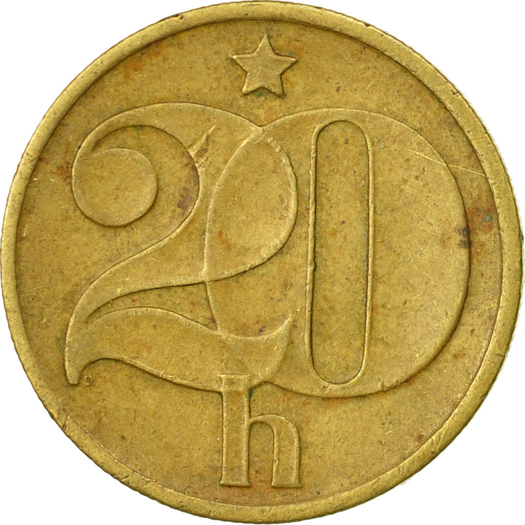 Coin, Czechoslovakia, 20 Haleru, 1977, VF(30-35), Nickel-brass, KM:74