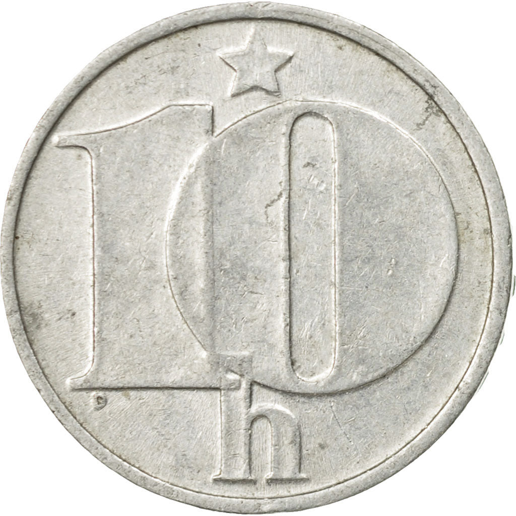 Coin, Czechoslovakia, 10 Haleru, 1977, VF(30-35), Aluminum, KM:80