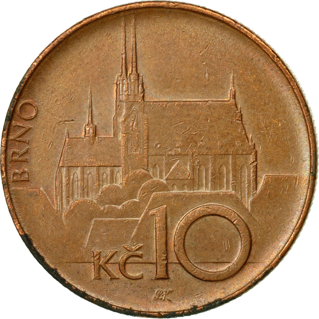 Münze, Tschechische Republik, 10 Korun, 1995, SS, Copper Plated Steel, KM:4