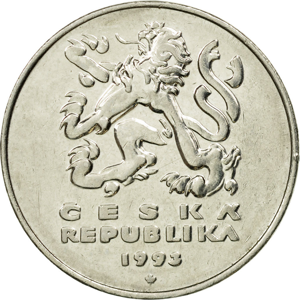 Coin, Czech Republic, 5 Korun, 1993, EF(40-45), Nickel plated steel, KM:8
