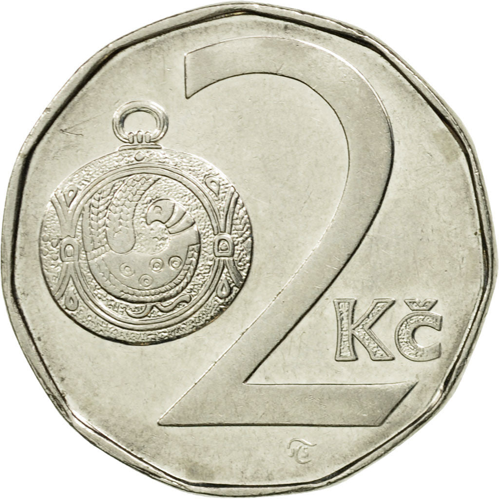 Moneta, Czechy, 2 Koruny, 1993, EF(40-45), Nickel platerowany stalą, KM:9