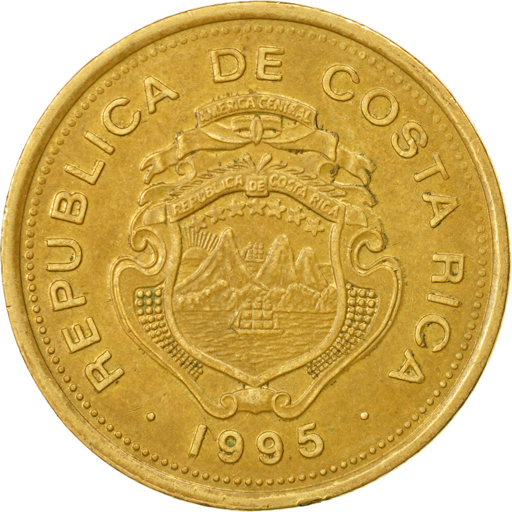Moneda, Costa Rica, 100 Colones, 1995, MBC, Latón chapado en acero, KM:230