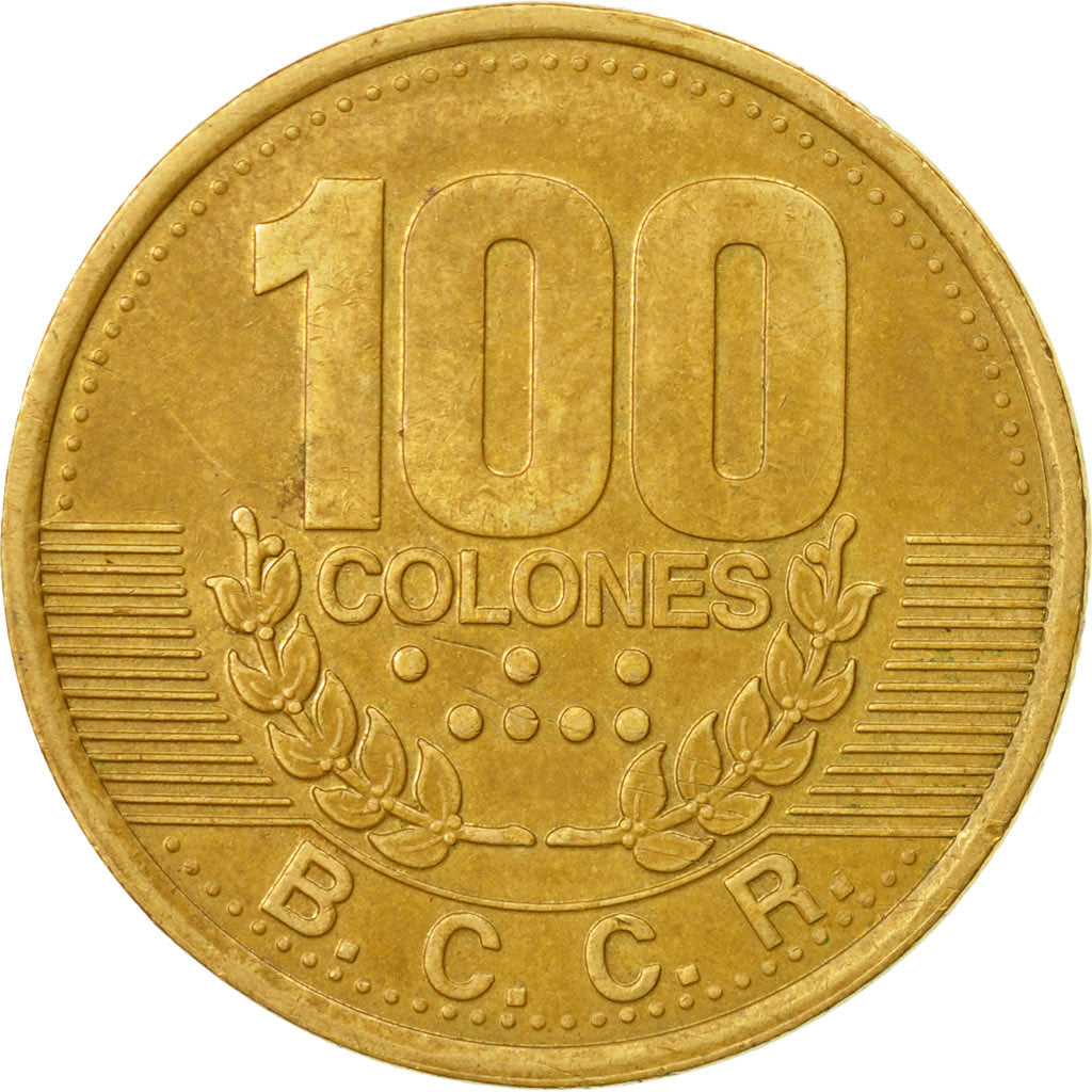 Moneda, Costa Rica, 100 Colones, 1995, MBC, Latón chapado en acero, KM:230