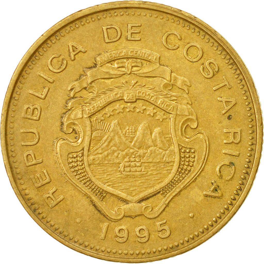 Moneda, Costa Rica, 25 Colones, 1995, MBC, Latón chapado en acero, KM:229