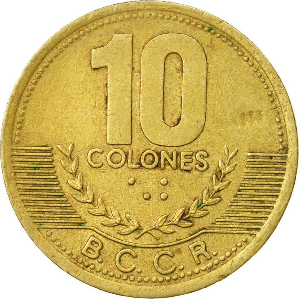 Coin, Costa Rica, 10 Colones, 1997, Armant Metalurgica, Santiago, Chile