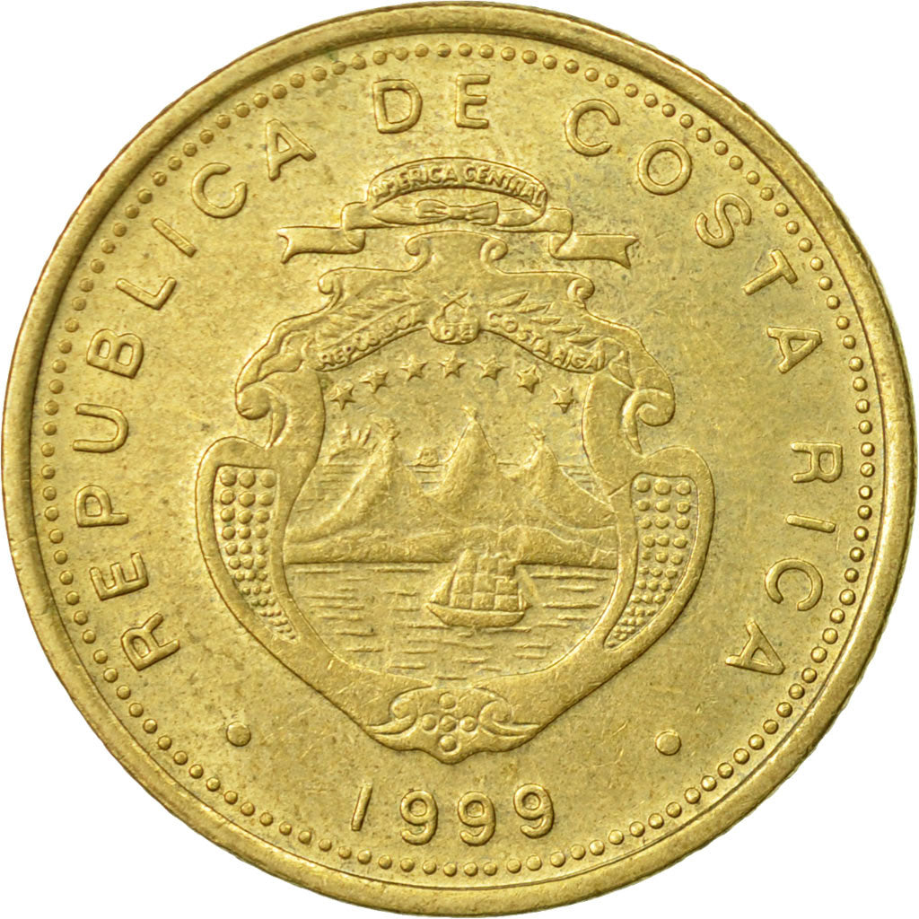 Moneda, Costa Rica, 10 Colones, 1999, MBC, Latón, KM:228a.1