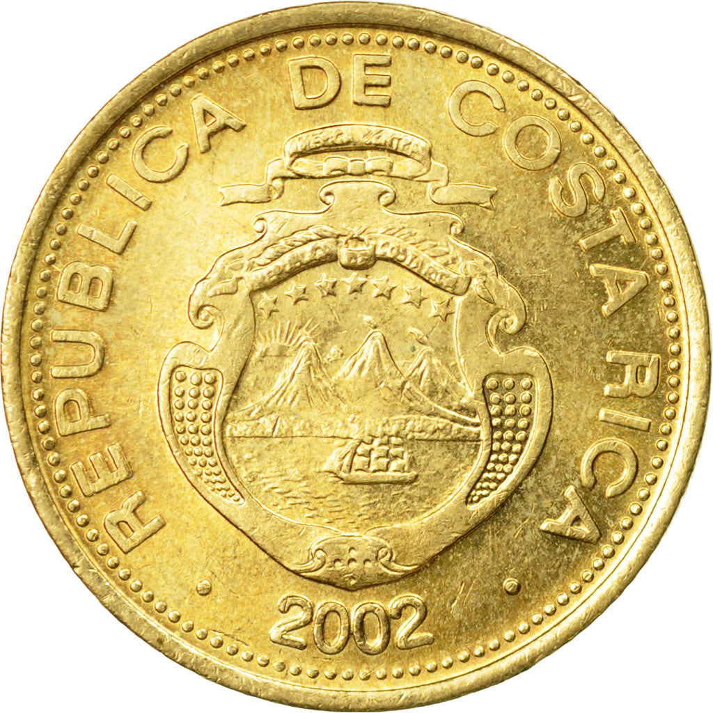 Coin, Costa Rica, 10 Colones, 2002, EF(40-45), Brass, KM:228.2