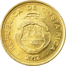 Coin, Costa Rica, 10 Colones, 2002, EF(40-45), Brass, KM:228.2