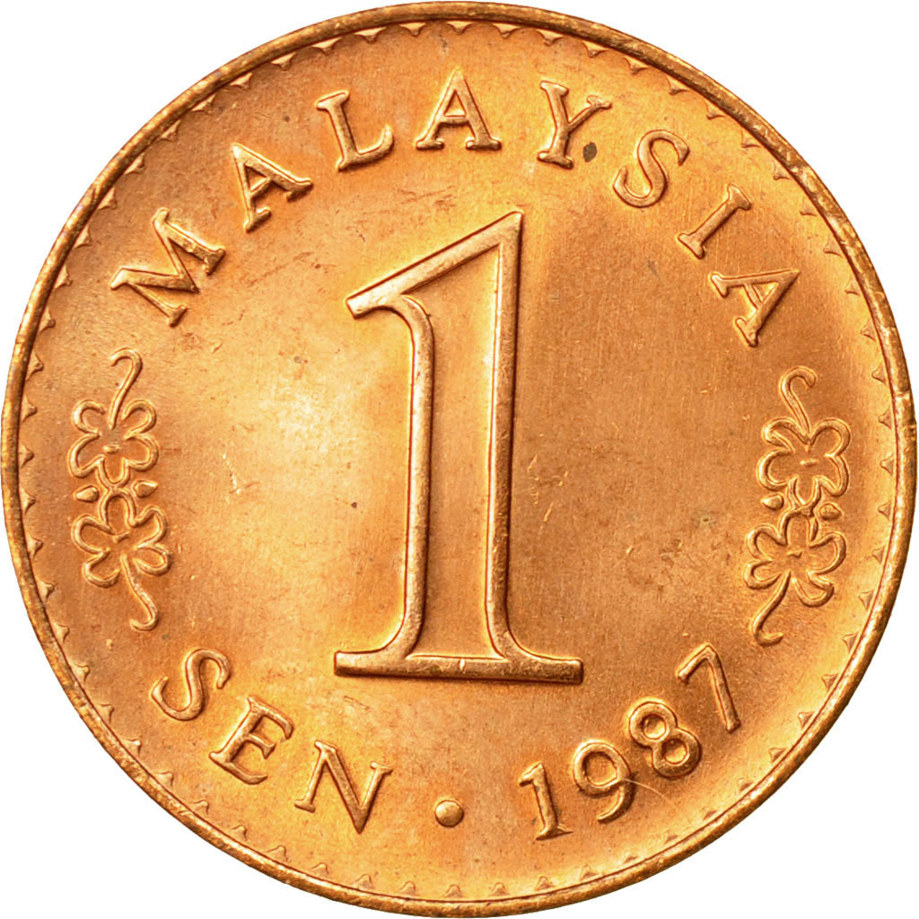 Coin, Malaysia, Sen, 1987, EF(40-45), Copper Clad Steel, KM:1a