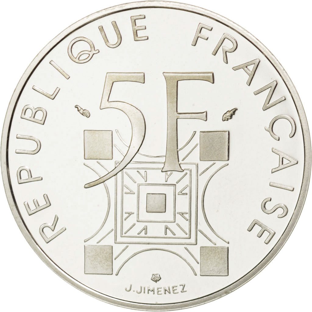 FRANCE, 5 Francs, 1989, KM #968a, MS(65-70), Silver, 29, Gadoury #772, 12.02