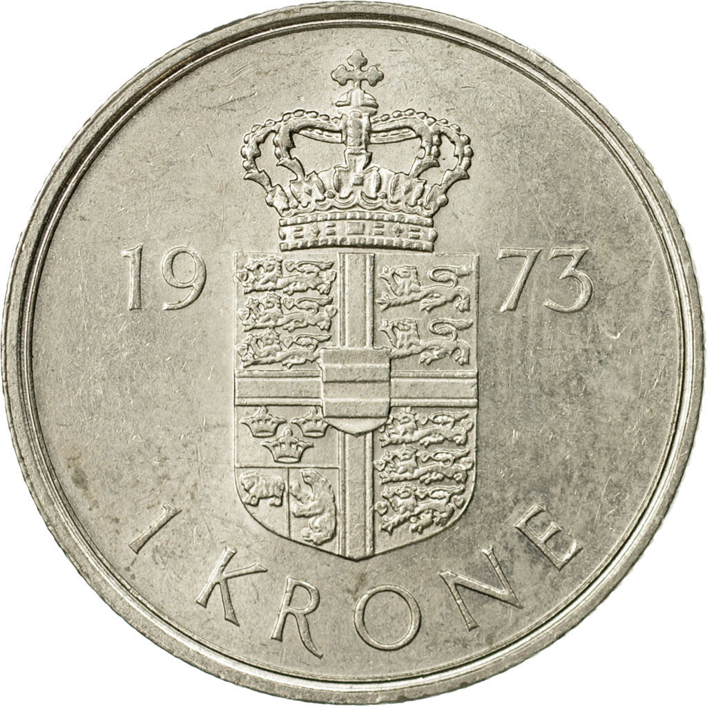 Moneta, Danimarca, Margrethe II, Krone, 1973, Copenhagen, BB, Rame-nichel