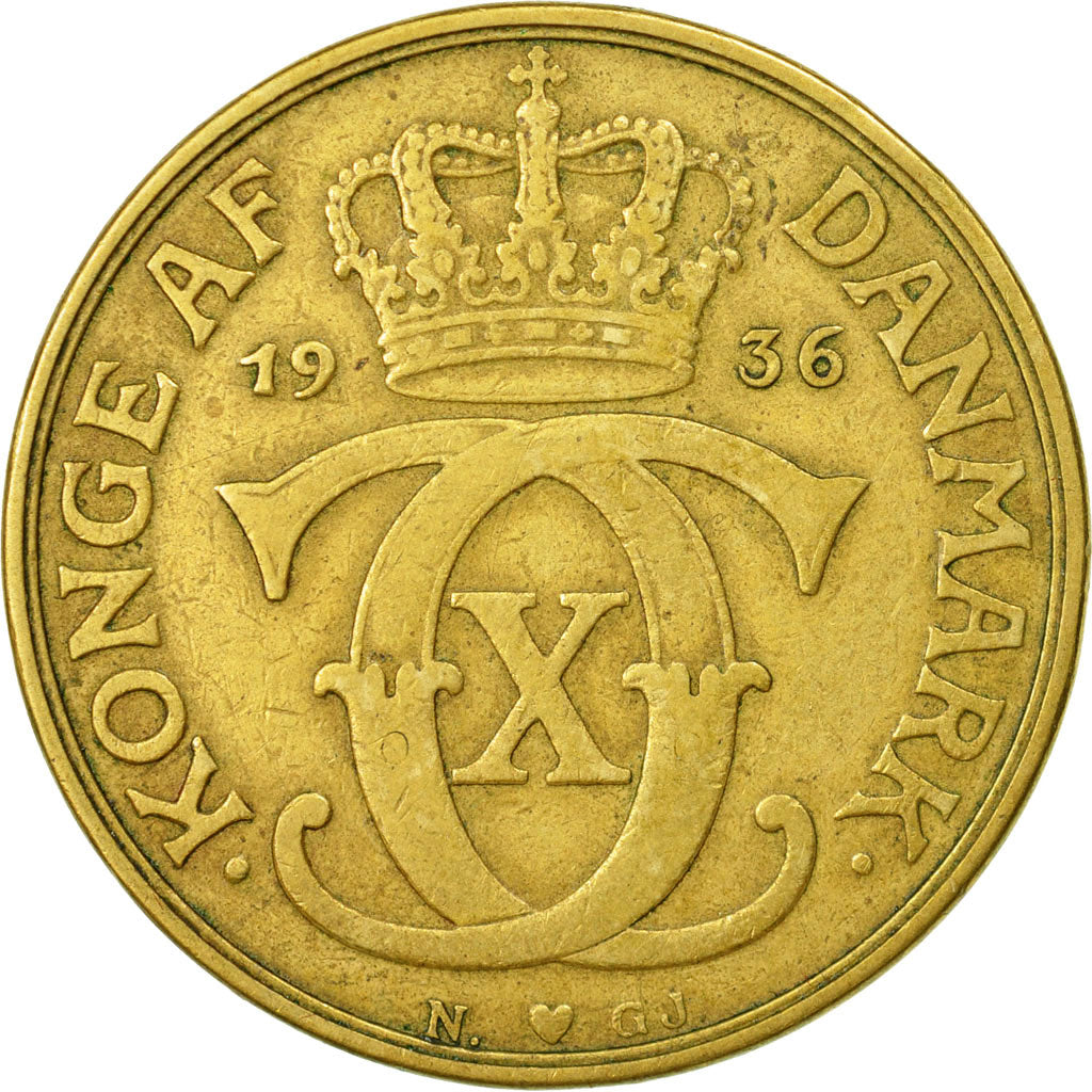 Coin, Denmark, Christian X, 2 Kroner, 1936, Copenhagen, EF(40-45)