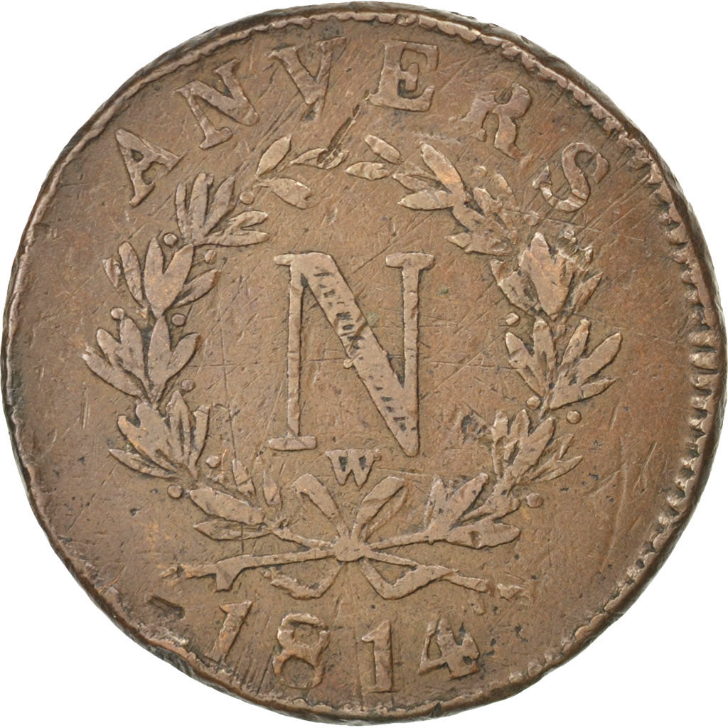 Coin, FRENCH STATES, ANTWERP, 10 Centimes, 1814, Anvers, VF(30-35), Bronze