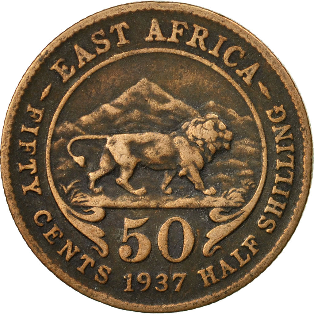 Coin, EAST AFRICA, George VI, 50 Cents, 1937, VF(30-35), Silver, KM:27
