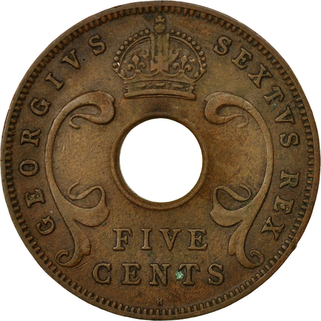 Coin, EAST AFRICA, George VI, 5 Cents, 1951, EF(40-45), Bronze, KM:33