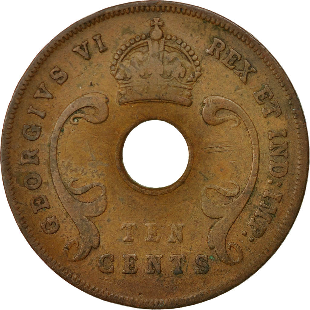 Monnaie, EAST AFRICA, George VI, 10 Cents, 1943, TTB, Bronze, KM:26.2