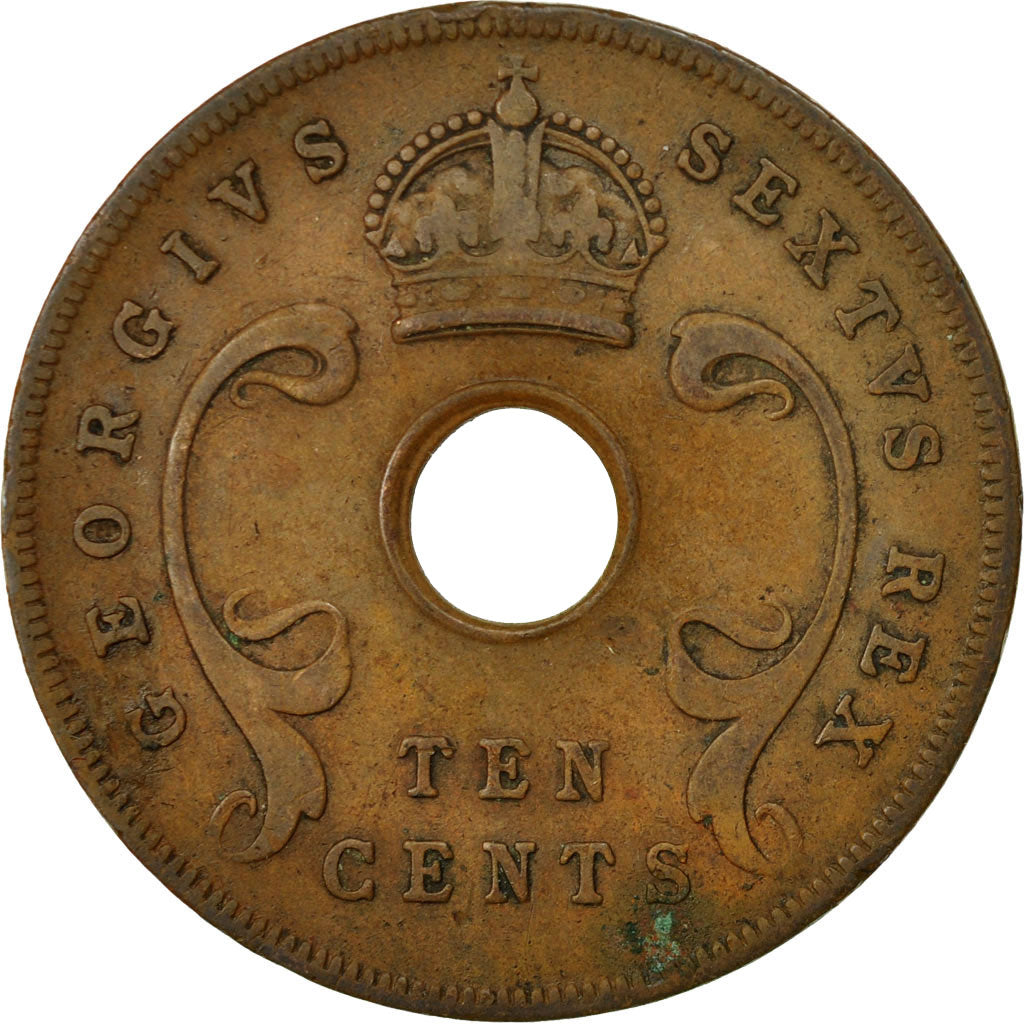 Munten, OOST AFRIKA, George VI, 10 Cents, 1950, ZF, Bronze, KM:34