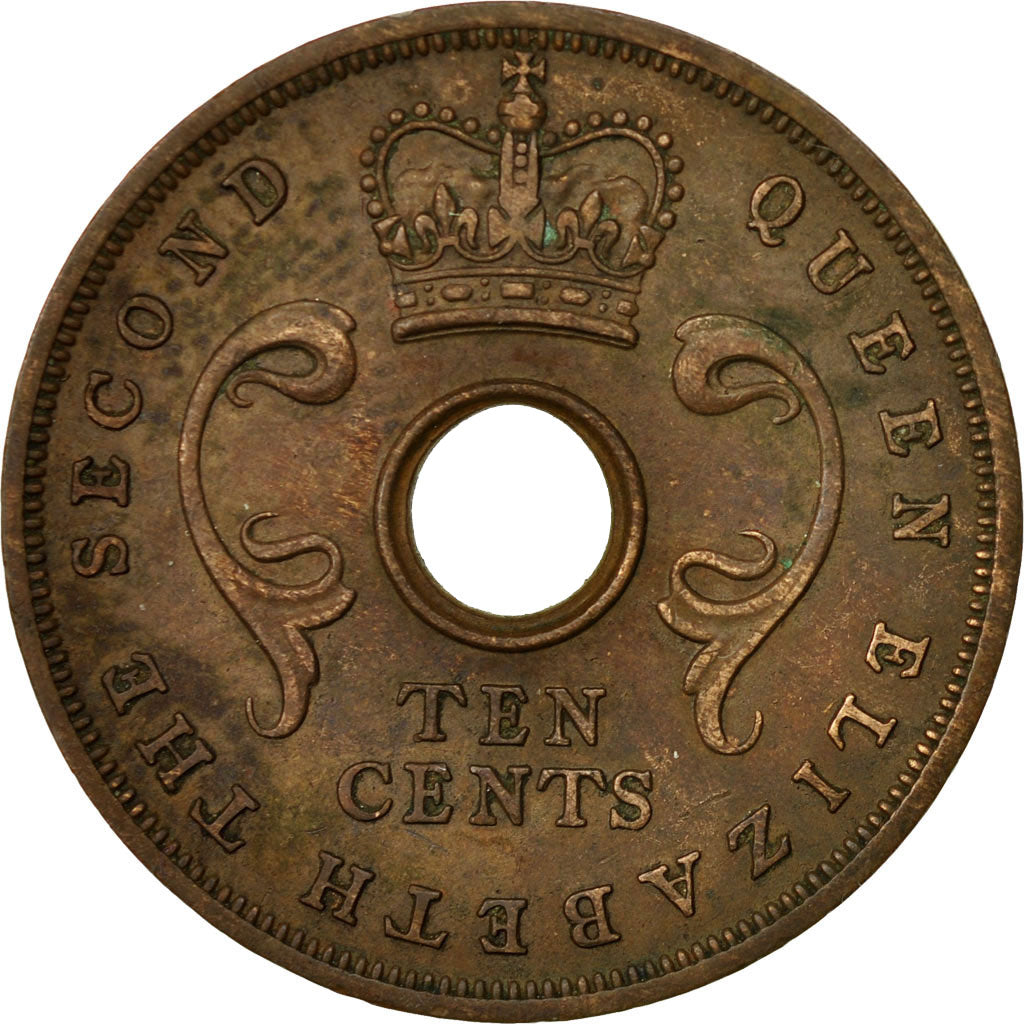 Coin, EAST AFRICA, Elizabeth II, 10 Cents, 1956, EF(40-45), Bronze, KM:38
