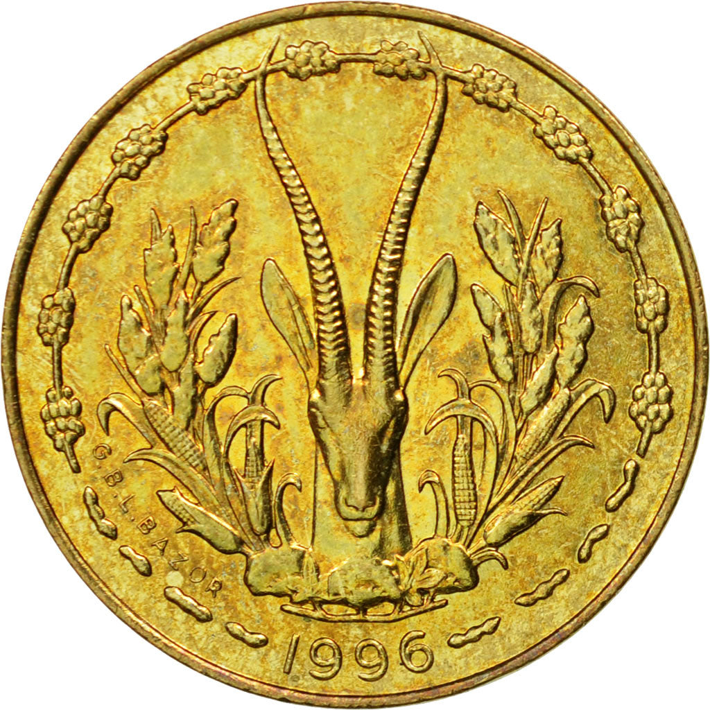 Münze, West African States, 5 Francs, 1996, Paris, SS, Aluminum-Nickel-Bronze