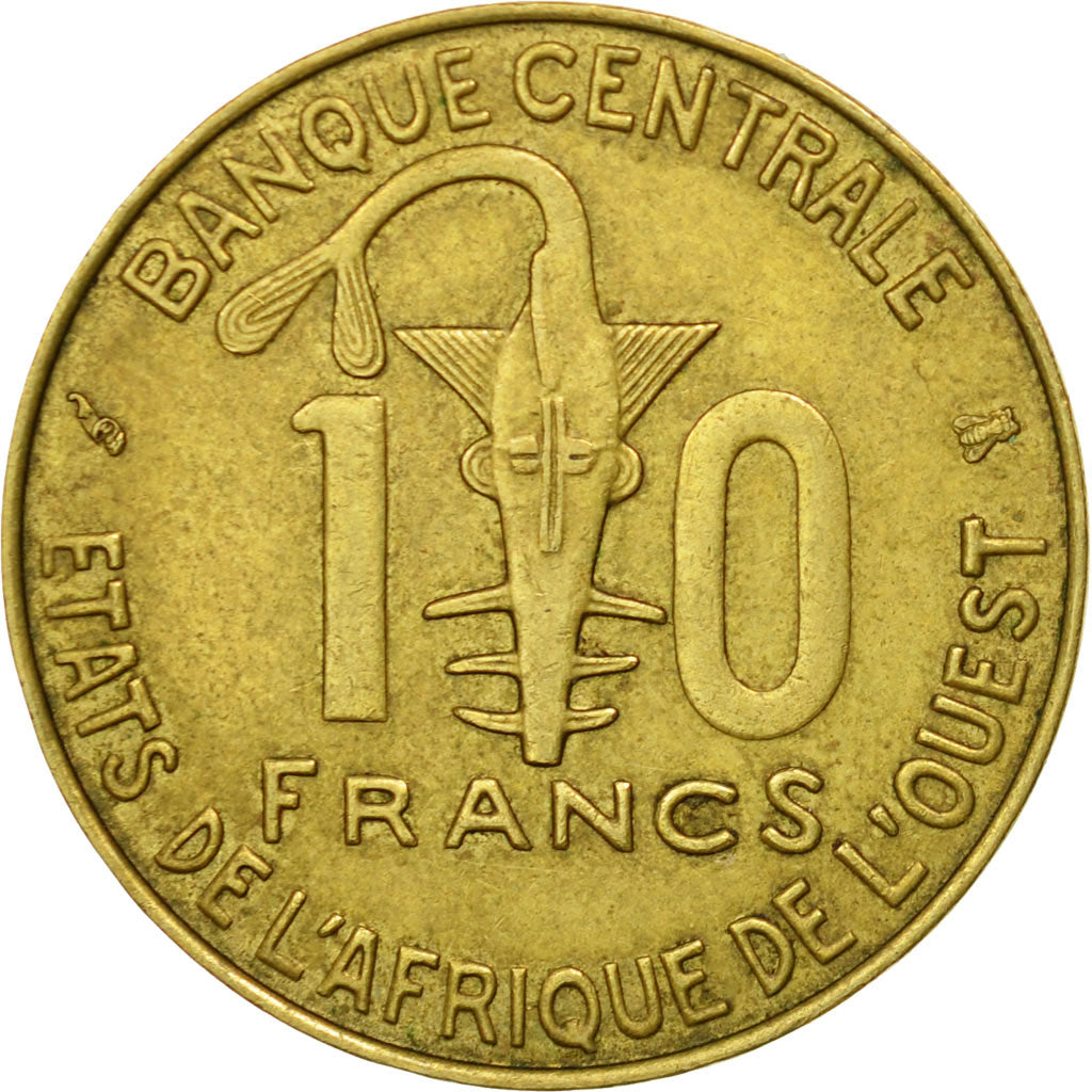 Coin, West African States, 10 Francs, 1995, Paris, EF(40-45), Aluminum-Bronze