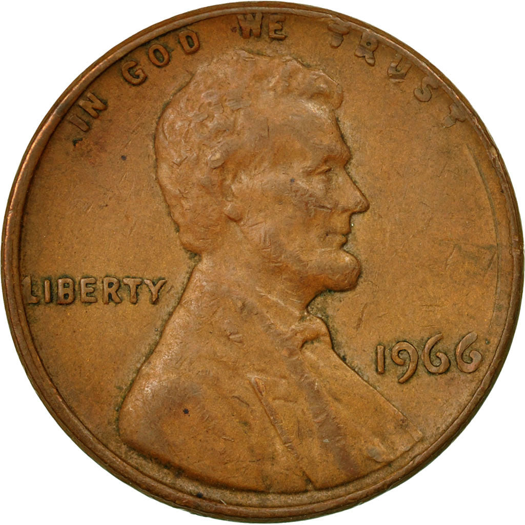 Monnaie, États-Unis, Lincoln Cent, Cent, 1966, U.S. Mint, Philadelphie, TB+