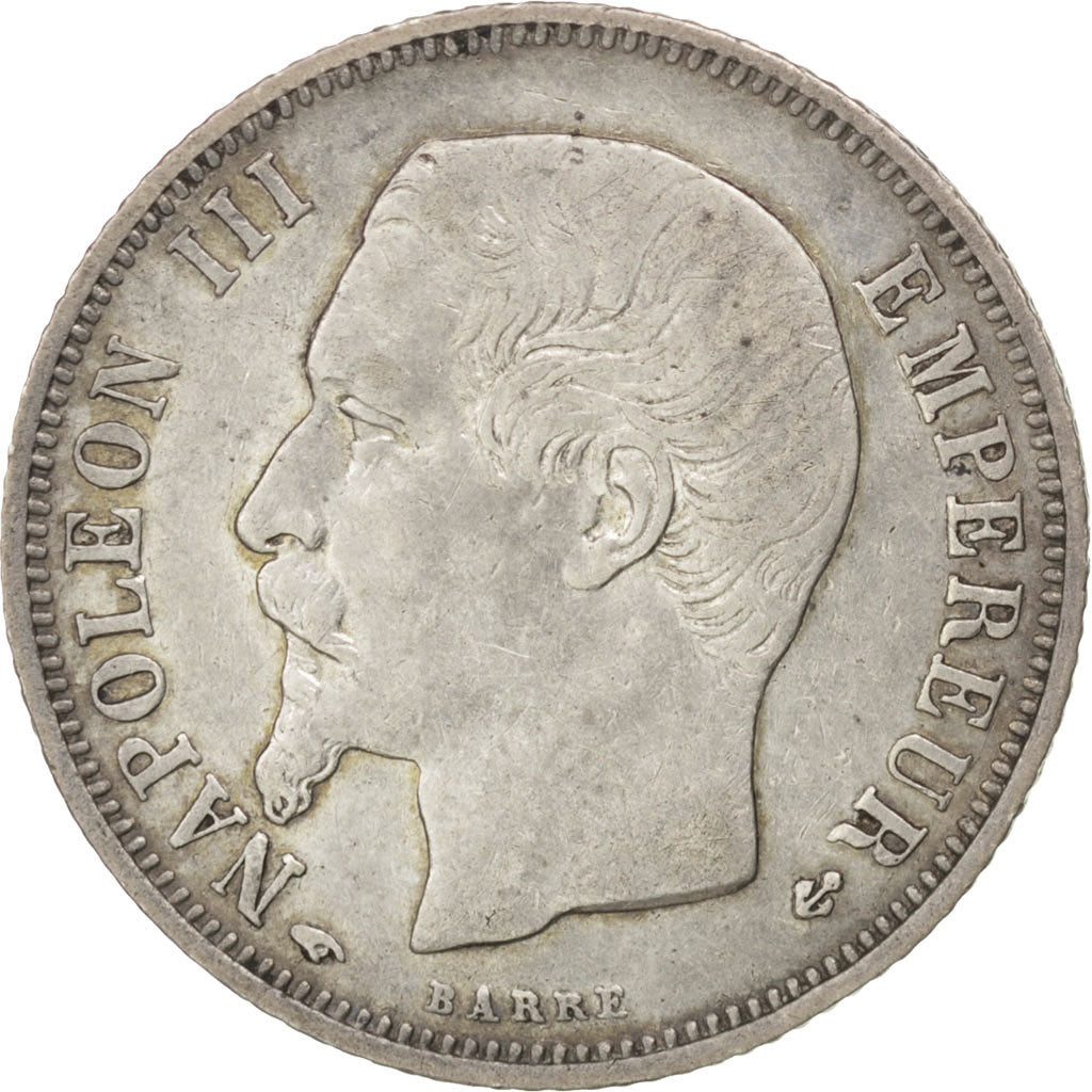 Coin, France, Napoleon III, Napoléon III, Franc, 1858, Paris, AU(50-53)