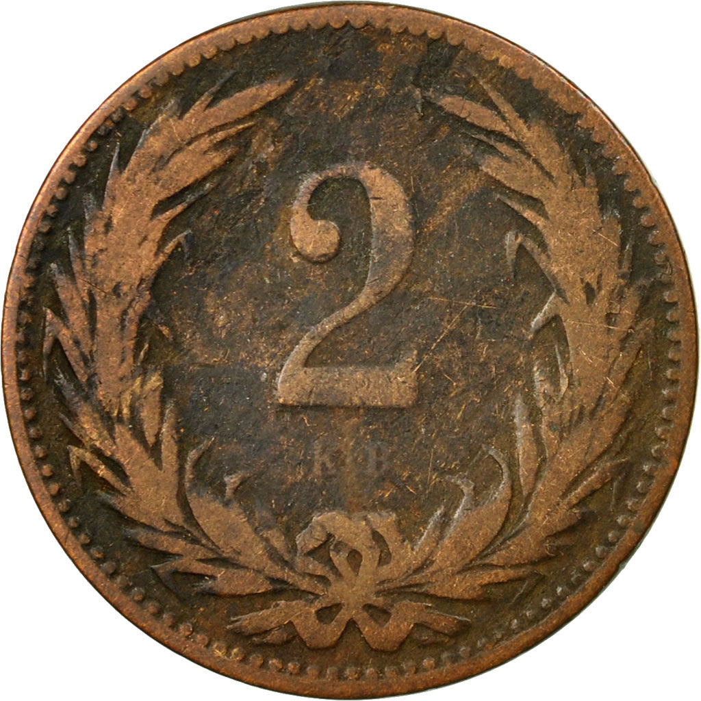 Munten, Hongarije, Franz Joseph I, 2 Filler, 1896, Kormoczbanya, FR, Bronze