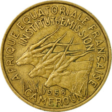 Coin, Cameroon, 25 Francs, 1958, EF(40-45), Aluminum-Bronze, KM:12