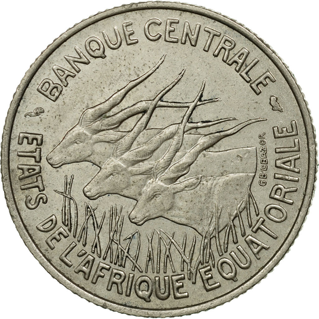 Coin, EQUATORIAL AFRICAN STATES, 100 Francs, 1967, Paris, AU(55-58), Nickel