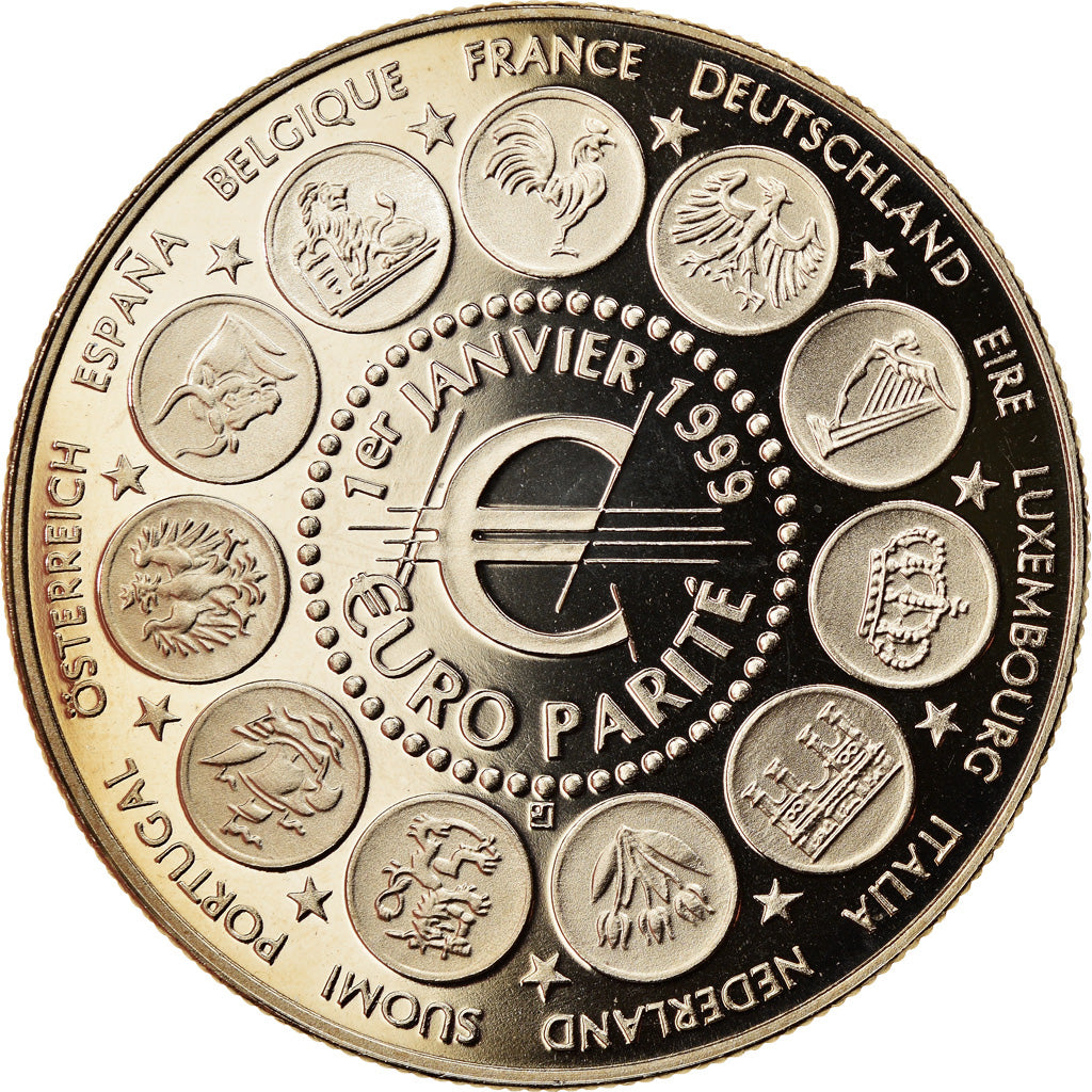 Francja, Medal, Ecu Europa, Polityka, społeczeństwo, wojna, 1999, MS(65-70)