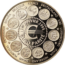 Francja, Medal, Ecu Europa, Polityka, społeczeństwo, wojna, 1999, MS(65-70)