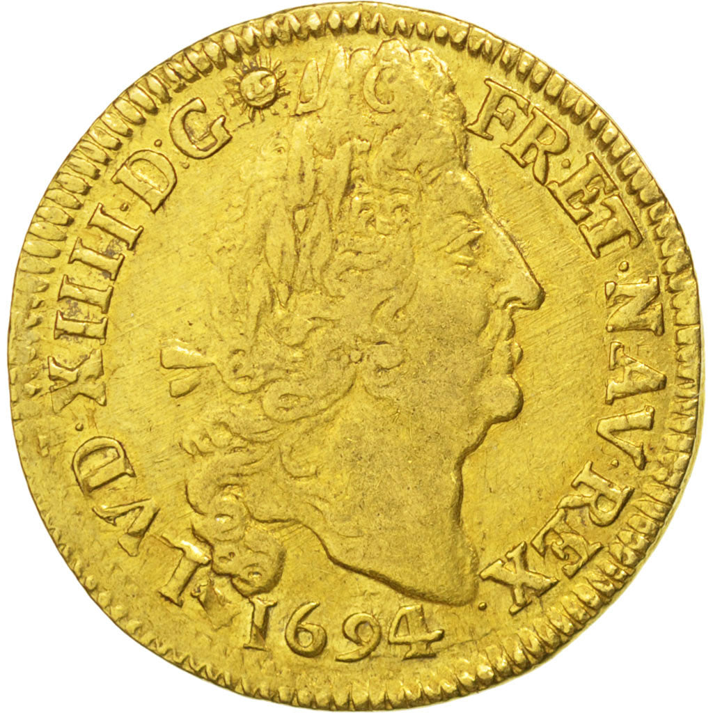 Francia, Louis XIV, Louis d'or aux 4 L, Louis d'Or, 1694, Bordeaux, BB+, Oro,...