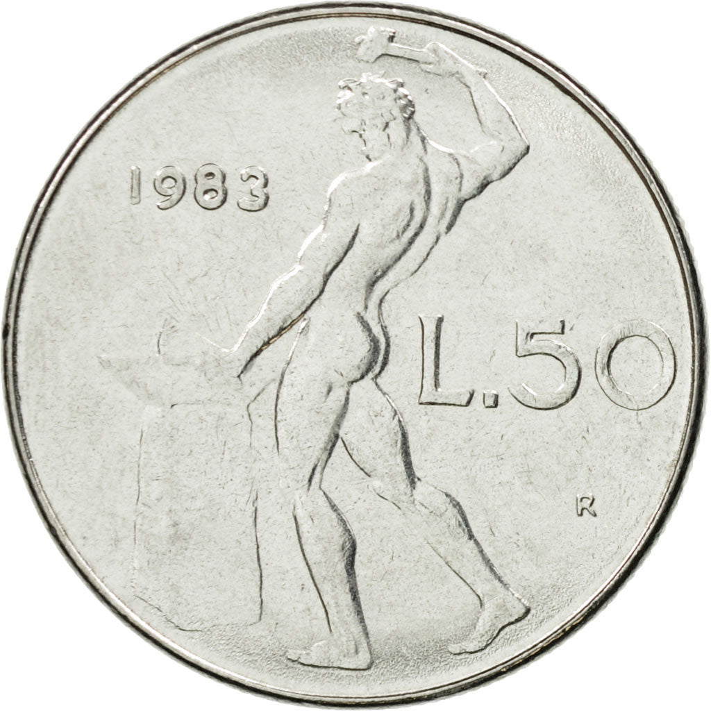 Coin, Italy, 50 Lire, 1983, Rome, EF(40-45), Stainless Steel, KM:95.1