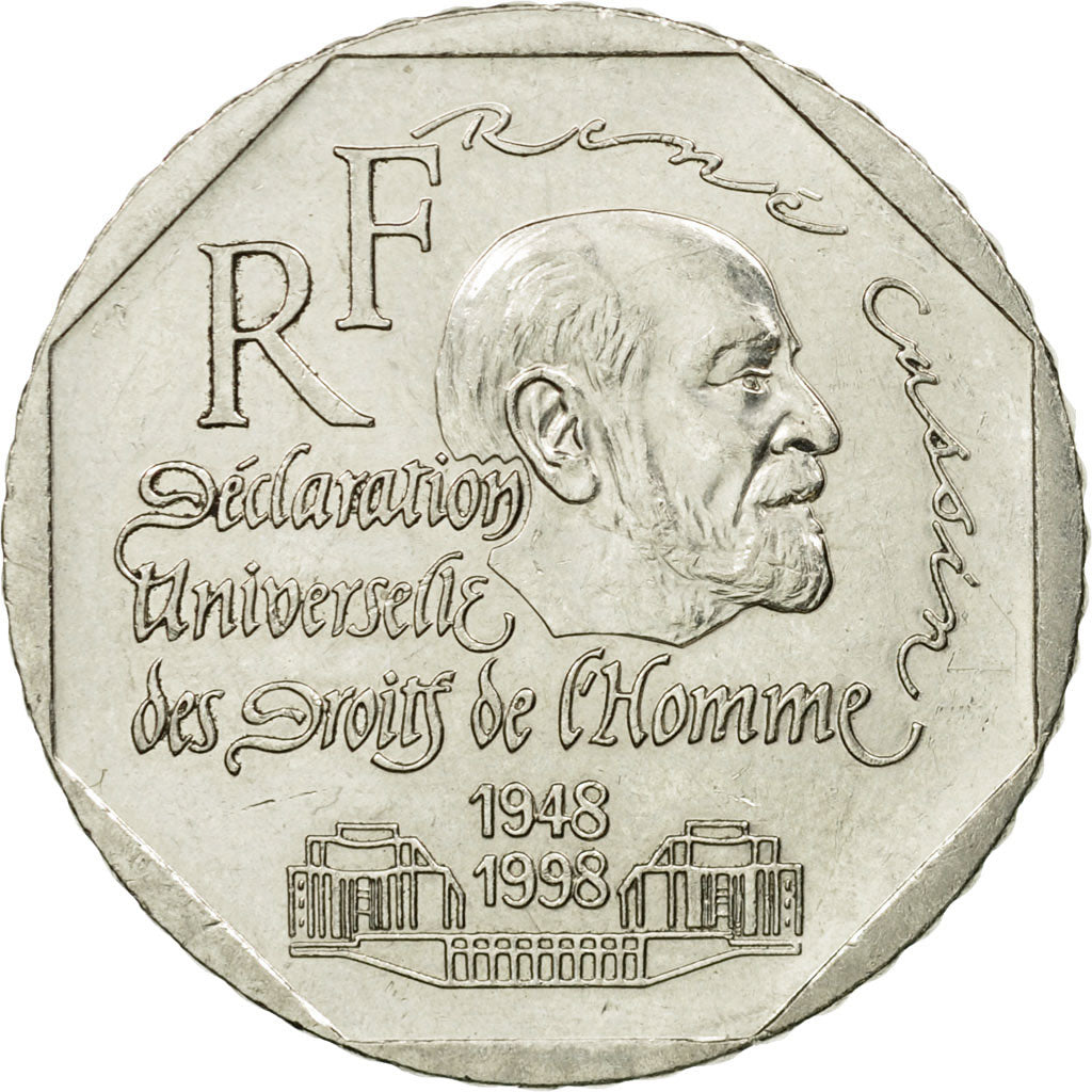 Coin, France, René Cassin, 2 Francs, 1998, Paris, EF(40-45), Nickel, KM:1213