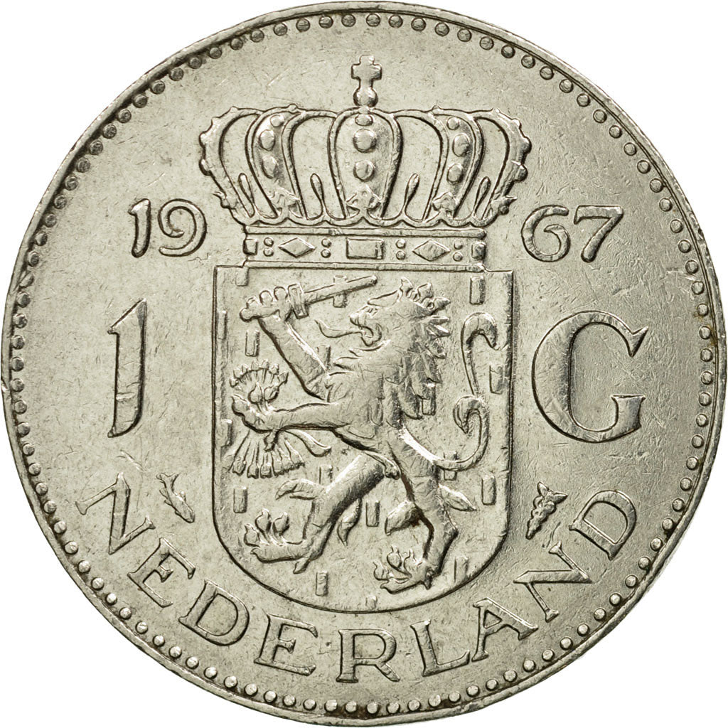 Coin, Netherlands, Juliana, Gulden, 1967, EF(40-45), Nickel, KM:184a