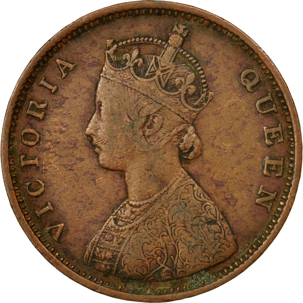 Moneta, INDIA - BRITANNICA, Victoria, 1/2 Anna, 1862, BB, Rame, KM:468