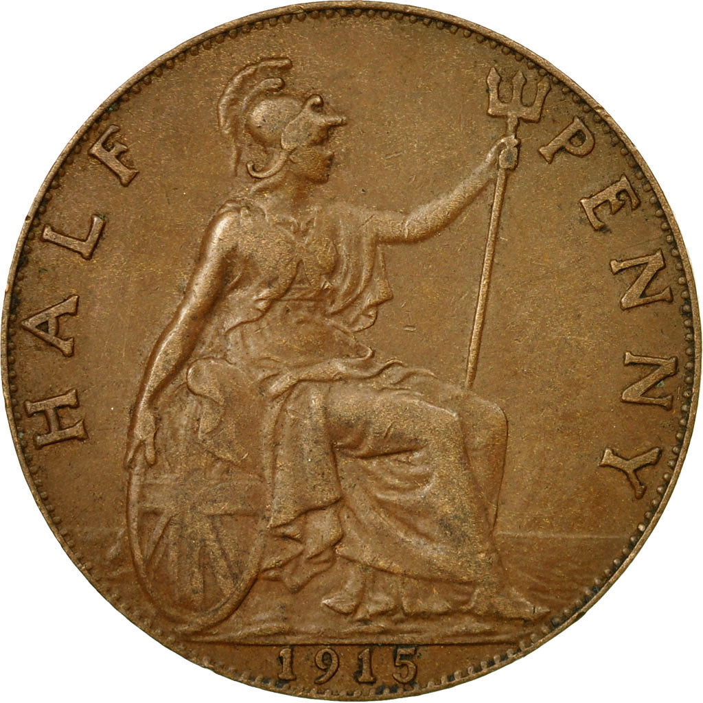 Coin, Great Britain, George V, 1/2 Penny, 1915, EF(40-45), Bronze, KM:809